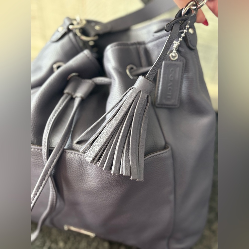 Coach Purple Leather Shoulder Bag - Picture 5 of 16
